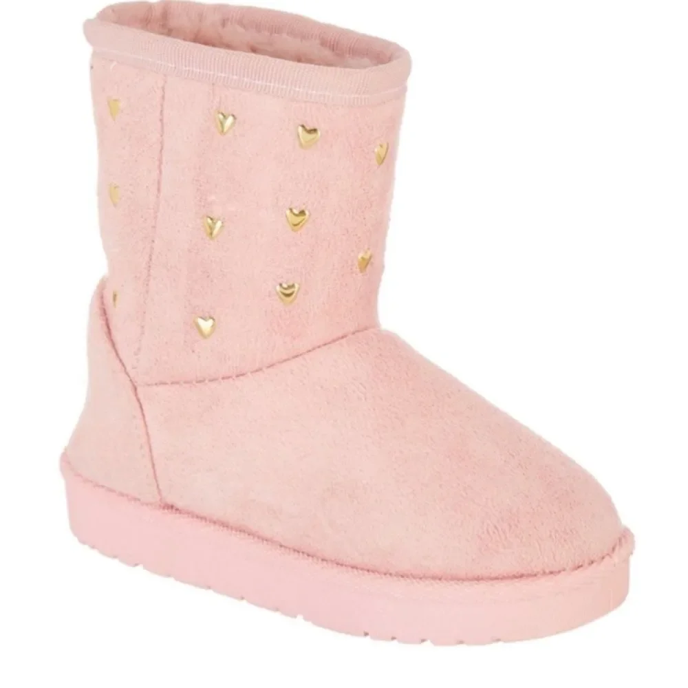 OLIVIA MILLER Toddler Girls OMG Heart Stud Pink Boots